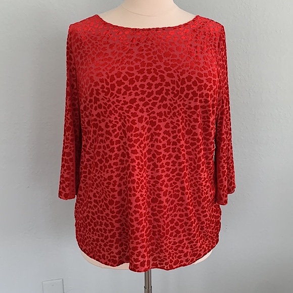 Talbots Velvet Burn-out Animal Pattern Top - Picture 1 of 13